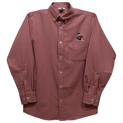 Youth Vive La Fete Garnet South Carolina State Bulldogs Gingham Button-Down Long Sleeve Shirt