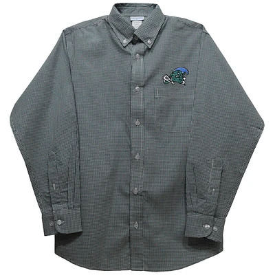 Youth Vive La Fete Green Tulane Wave Gingham Button-Down Long Sleeve Shirt