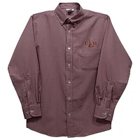Youth Vive La Fete Maroon ULM Warhawks Gingham Button-Down Long Sleeve Shirt