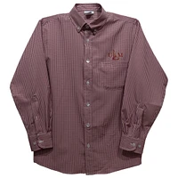 Youth Vive La Fete Maroon ULM Warhawks Gingham Button-Down Long Sleeve Shirt