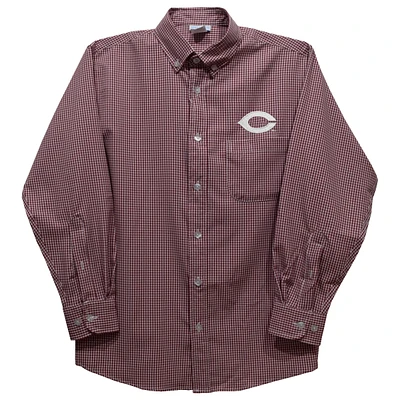 Youth Vive La Fete Maroon UChicago Maroons Gingham Button-Down Long Sleeve Shirt