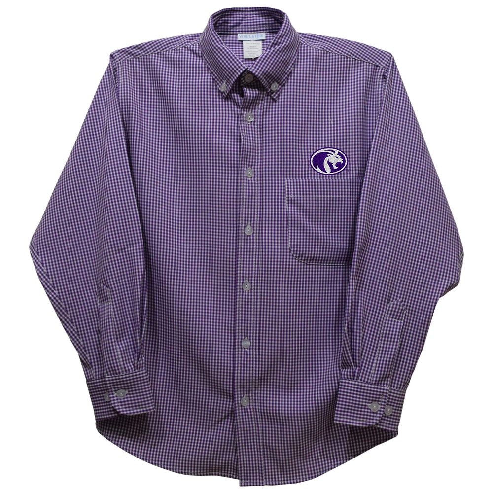 Youth Vive La Fete Purple North Alabama Lions Gingham Button-Down Long Sleeve Shirt