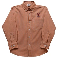 Youth Vive La Fete Orange Virginia Cavaliers Gingham Button-Down Long Sleeve Shirt