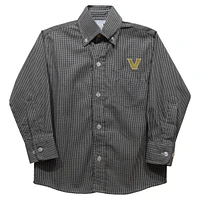 Youth Vive La Fete Black Vanderbilt Commodores Gingham Button-Down Long Sleeve Shirt