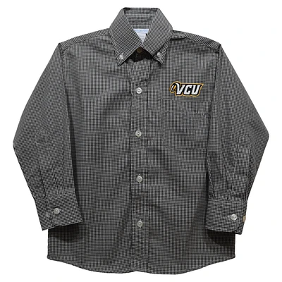 Youth Vive La Fete Black VCU Rams Gingham Button-Down Long Sleeve Shirt