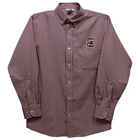 Youth Vive La Fete Garnet South Carolina Gamecocks Gingham Button-Down Long Sleeve Shirt