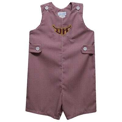 Infant Vive La Fete Maroon Cal State Dominguez Hills Toros Gingham Jon Romper
