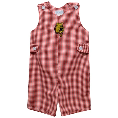 Infant Vive La Fete Crimson Ferris State Bulldogs Gingham Jon Romper