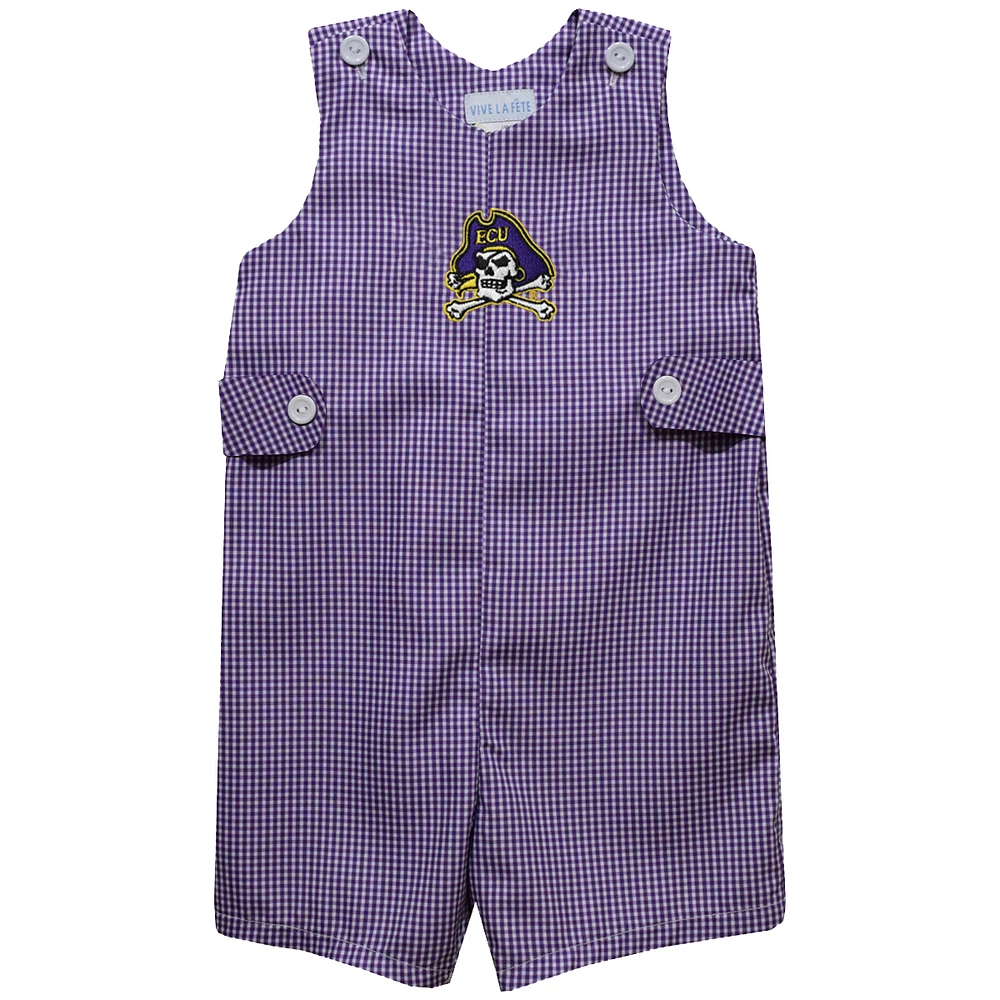 Infant Vive La Fete Purple ECU Pirates Gingham Jon Romper