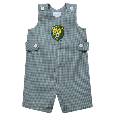 Infant Vive La Fete Green Southeastern Louisiana Lions Gingham Jon Romper