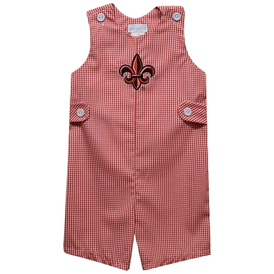 Infant Vive La Fete Cardinal Louisiana Ragin' Cajuns Gingham Jon Romper