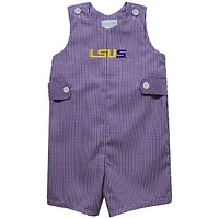 Infant Vive La Fete Purple LSU Shreveport Pilots Gingham Jon Romper