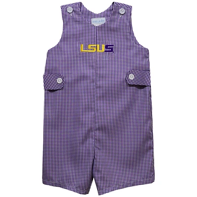 Infant Vive La Fete Purple LSU Shreveport Pilots Gingham Jon Romper