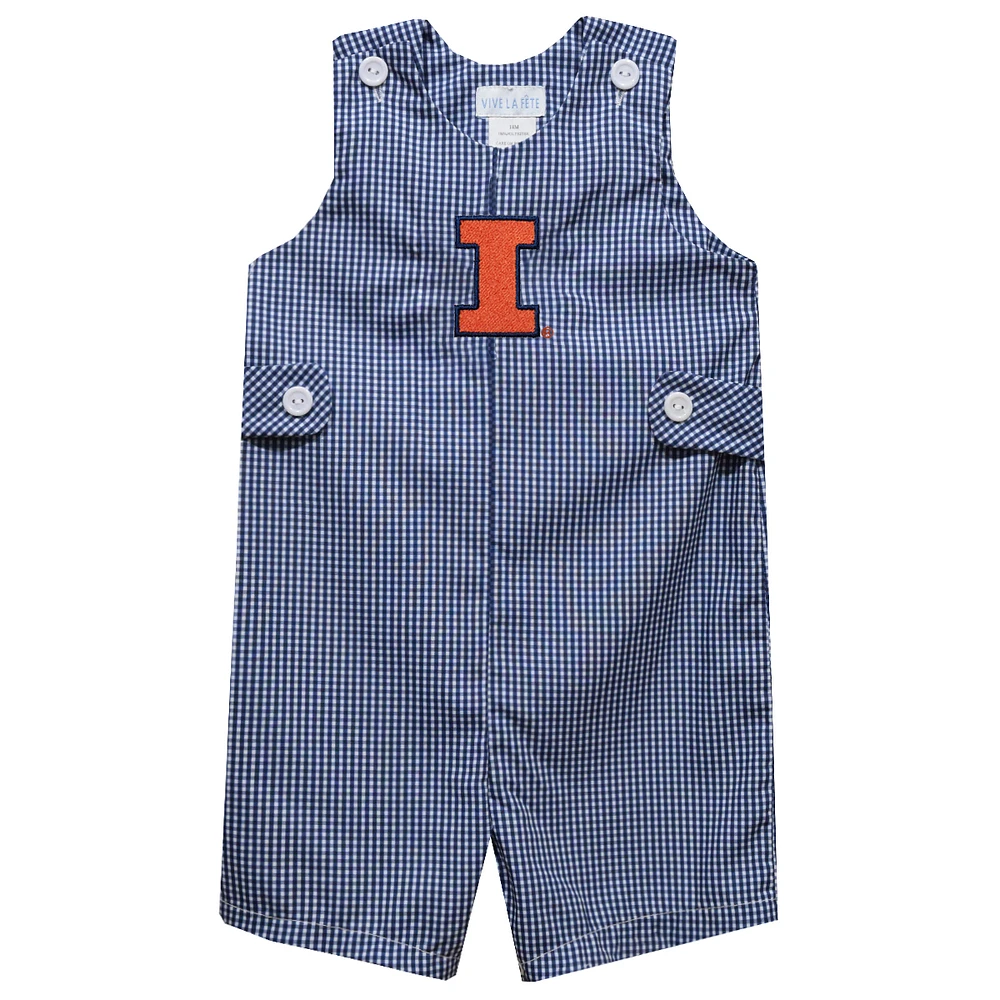 Infant Vive La Fete Navy Illinois Fighting Illini Gingham Jon Romper