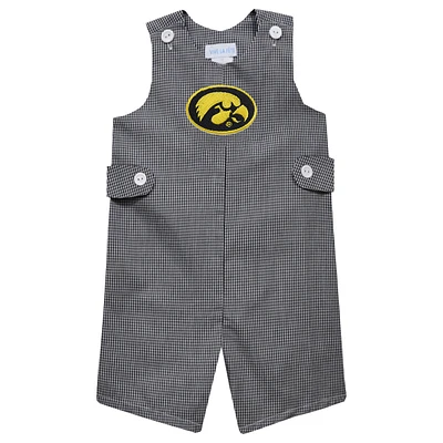 Infant Vive La Fete Black Iowa Hawkeyes Gingham Jon Romper
