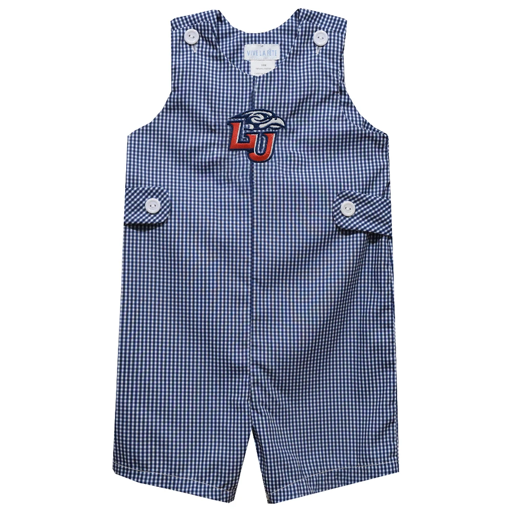 Infant Vive La Fete Navy Liberty Flames Gingham Jon Romper