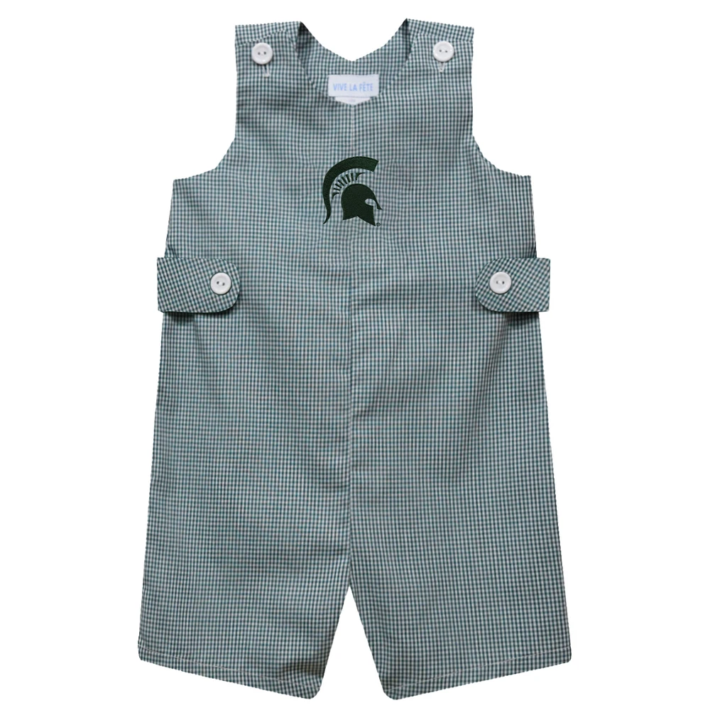 Infant Vive La Fete Green Michigan State Spartans Gingham Jon Romper