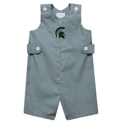 Infant Vive La Fete Green Michigan State Spartans Gingham Jon Romper