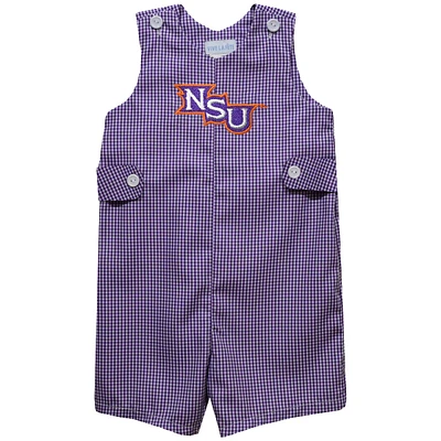 Infant Vive La Fete Purple Northwestern State Demons Gingham Jon Romper