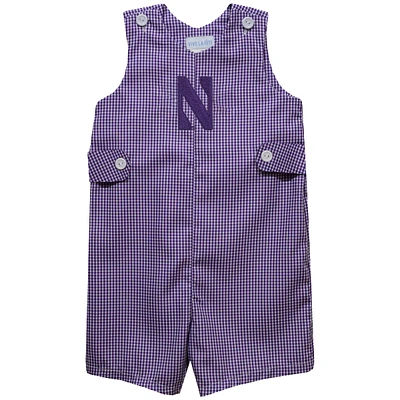 Infant Vive La Fete Purple Northwestern Wildcats Gingham Jon Romper