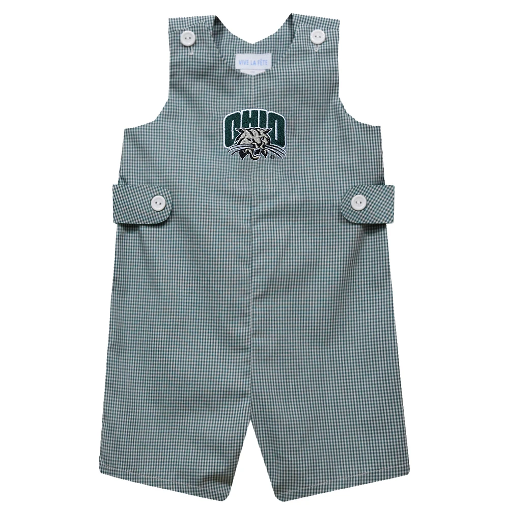 Infant Vive La Fete Green Ohio Bobcats Gingham Jon Romper