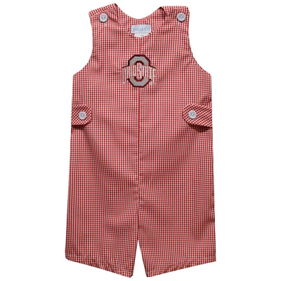 Infant Vive La Fete Scarlet Ohio State Buckeyes Gingham Jon Romper