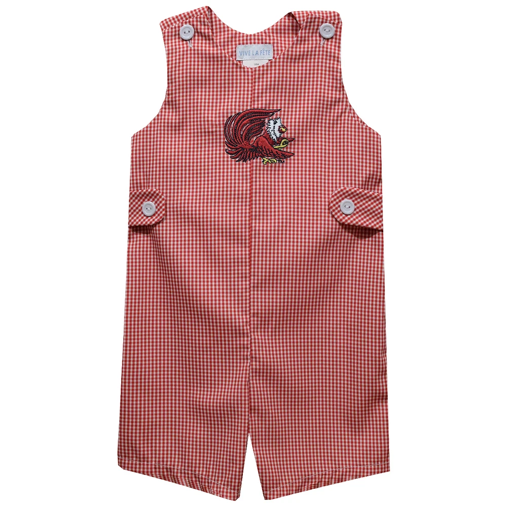 Infant Vive La Fete Red Jacksonville State Gamecocks Gingham Jon Romper