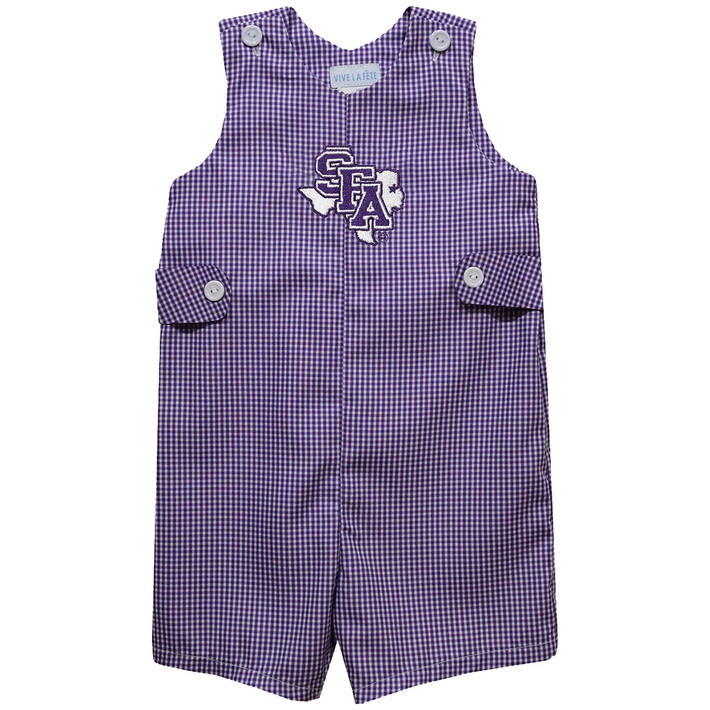 Infant Vive La Fete Purple Stephen F Austin Lumberjacks Gingham Jon Romper