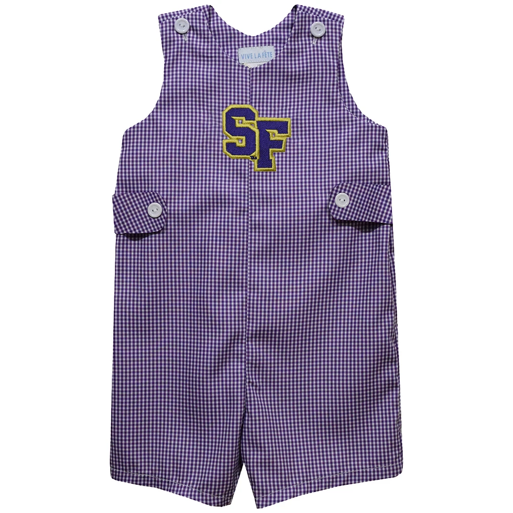 Infant Vive La Fete Purple San Francisco State Gators Gingham Jon Romper