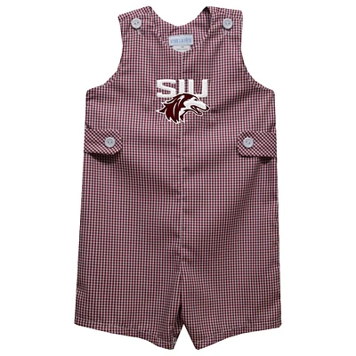 Infant Vive La Fete Maroon Southern Illinois Salukis Gingham Jon Romper