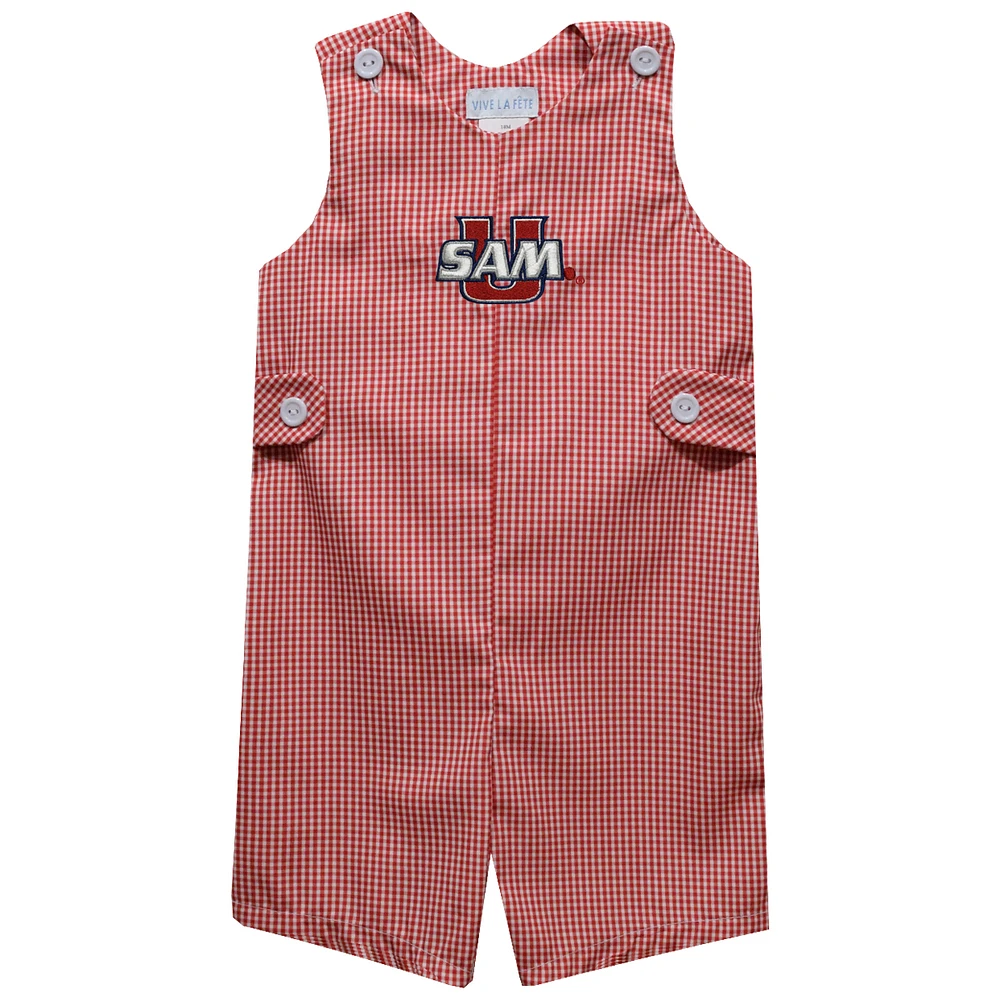 Infant Vive La Fete Red Samford Bulldogs Gingham Jon Romper