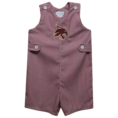 Infant Vive La Fete Maroon Texas State Bobcats Gingham Jon Romper
