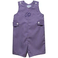 Infant Vive La Fete Purple University of Sioux Falls Cougars Gingham Jon Romper