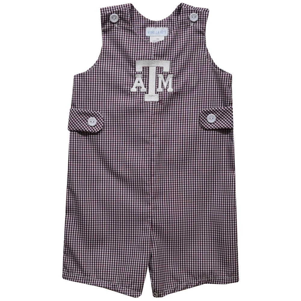 Infant Vive La Fete Maroon Texas A&M Aggies Gingham Jon Romper