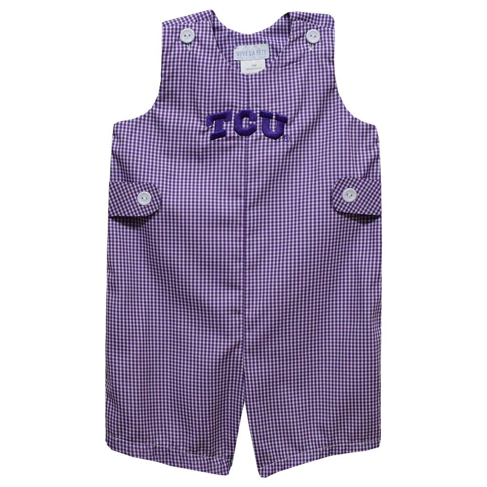 Infant Vive La Fete Purple TCU Horned Frogs Gingham Jon Romper