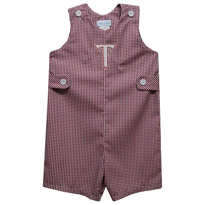 Infant Vive La Fete Cardinal Troy University Trojans Gingham Jon Romper