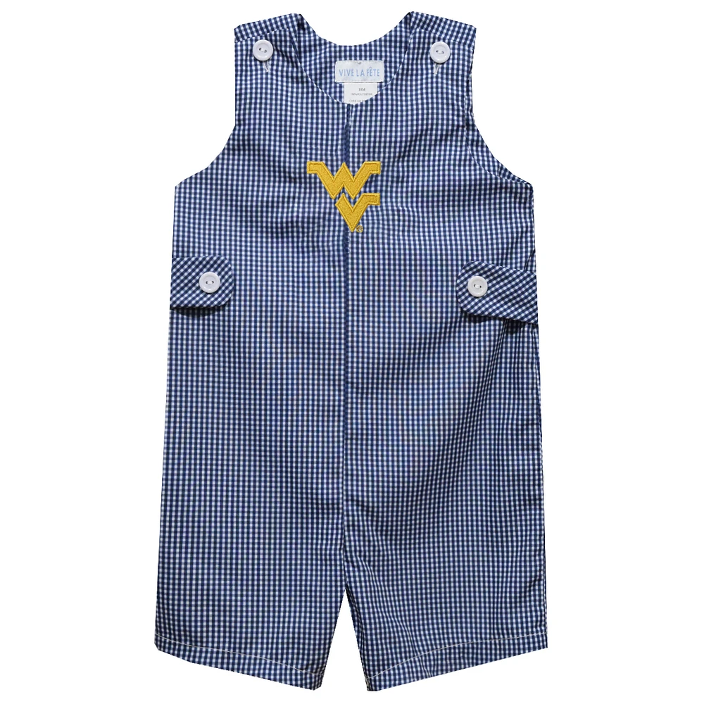 Infant Vive La Fete Navy West Virginia Mountaineers Gingham Jon Romper