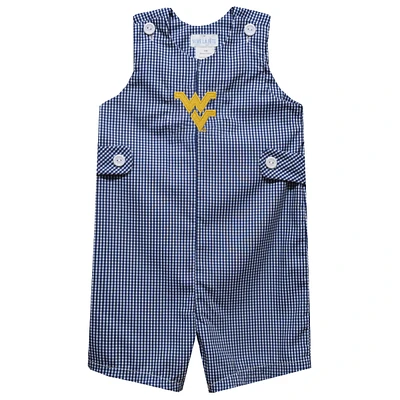 Infant Vive La Fete Navy West Virginia Mountaineers Gingham Jon Romper