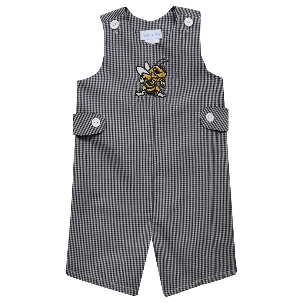 Infant Vive La Fete Black West Virginia State Yellow Jackets Gingham Jon Romper