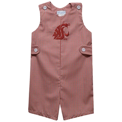 Infant Vive La Fete Crimson Washington State Cougars Gingham Jon Romper