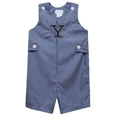 Infant Vive La Fete Navy Yale Bulldogs Gingham Jon Romper