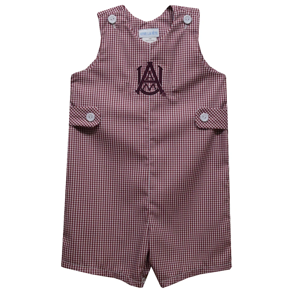 Toddler Vive La Fete Maroon Alabama A&M Bulldogs Gingham Jon Romper