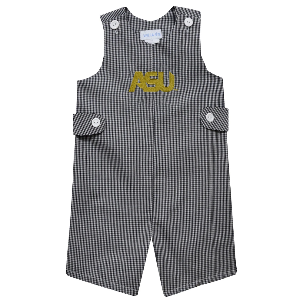 Toddler Vive La Fete Black Alabama State Hornets Gingham Jon Jon Romper