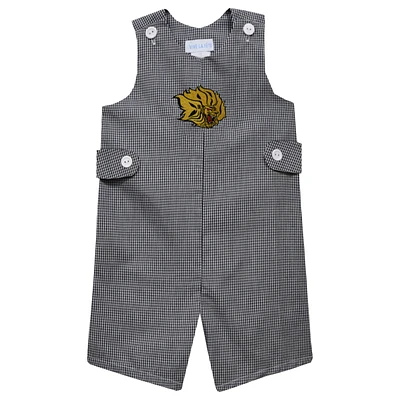 Toddler Vive La Fete Black Arkansas Pine Bluff Golden Lions Gingham Jon Jon Romper