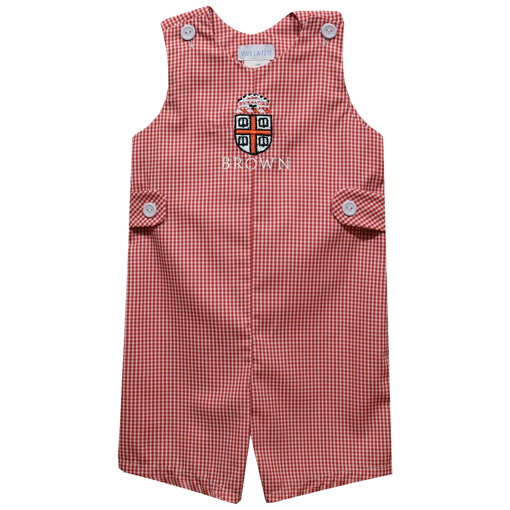 Toddler Vive La Fete Cardinal Brown Bears Gingham Jon Romper