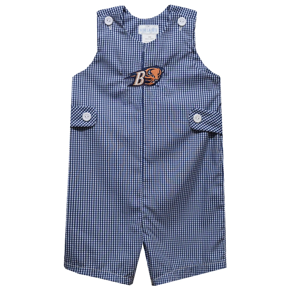 Toddler Vive La Fete Blue Bucknell Bison Gingham Jon Romper