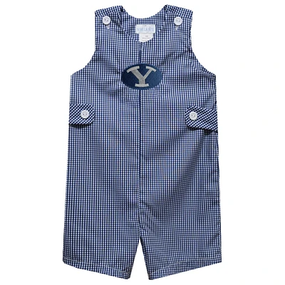 Toddler Vive La Fete Navy BYU Cougars Gingham Jon Romper