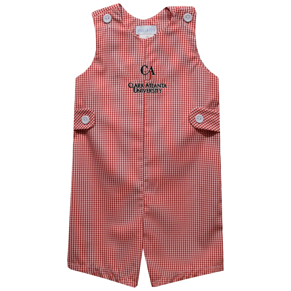 Toddler Vive La Fete Red Clark Atlanta University Panthers Gingham Jon Romper