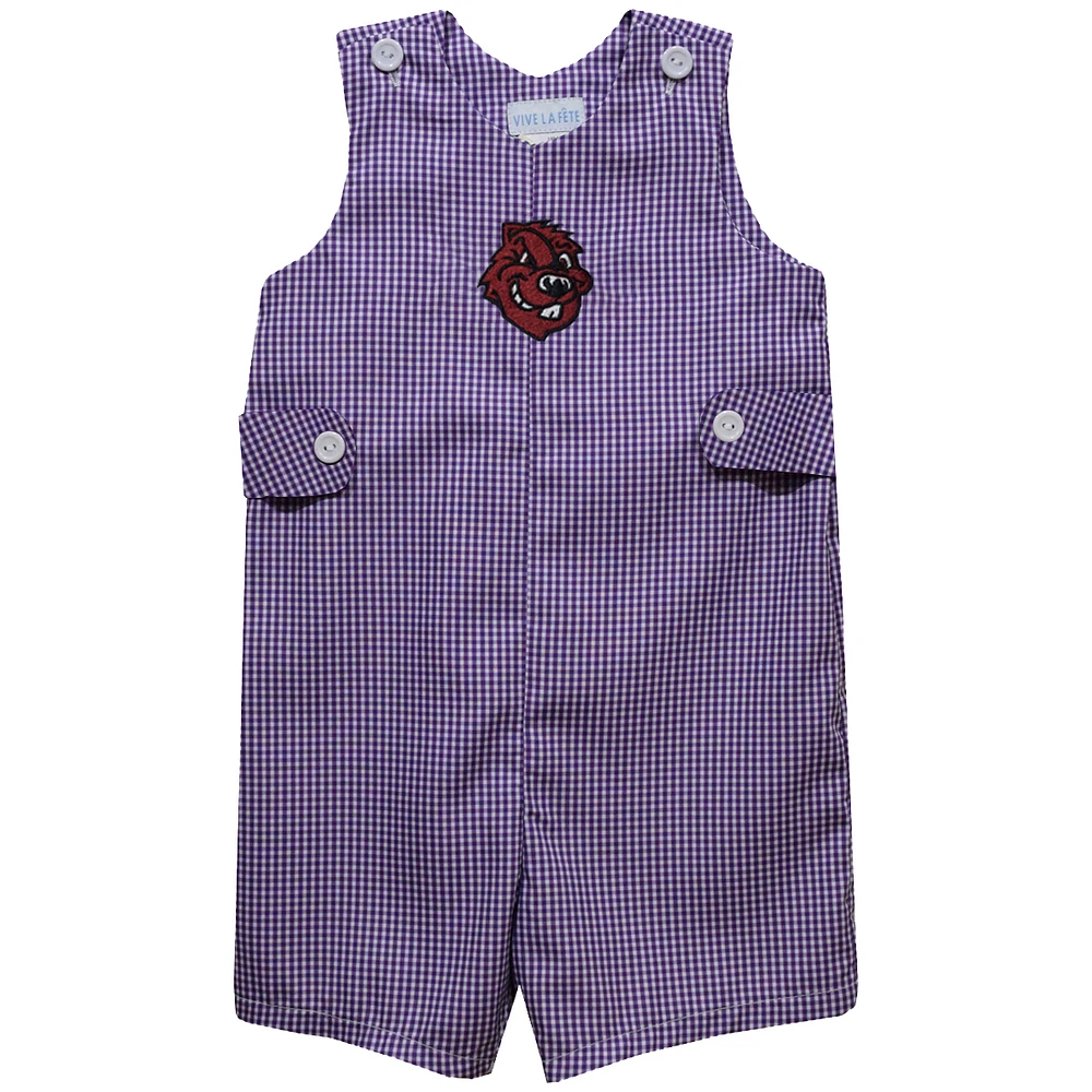Toddler Vive La Fete Purple City College of New York Beavers Gingham Jon Romper