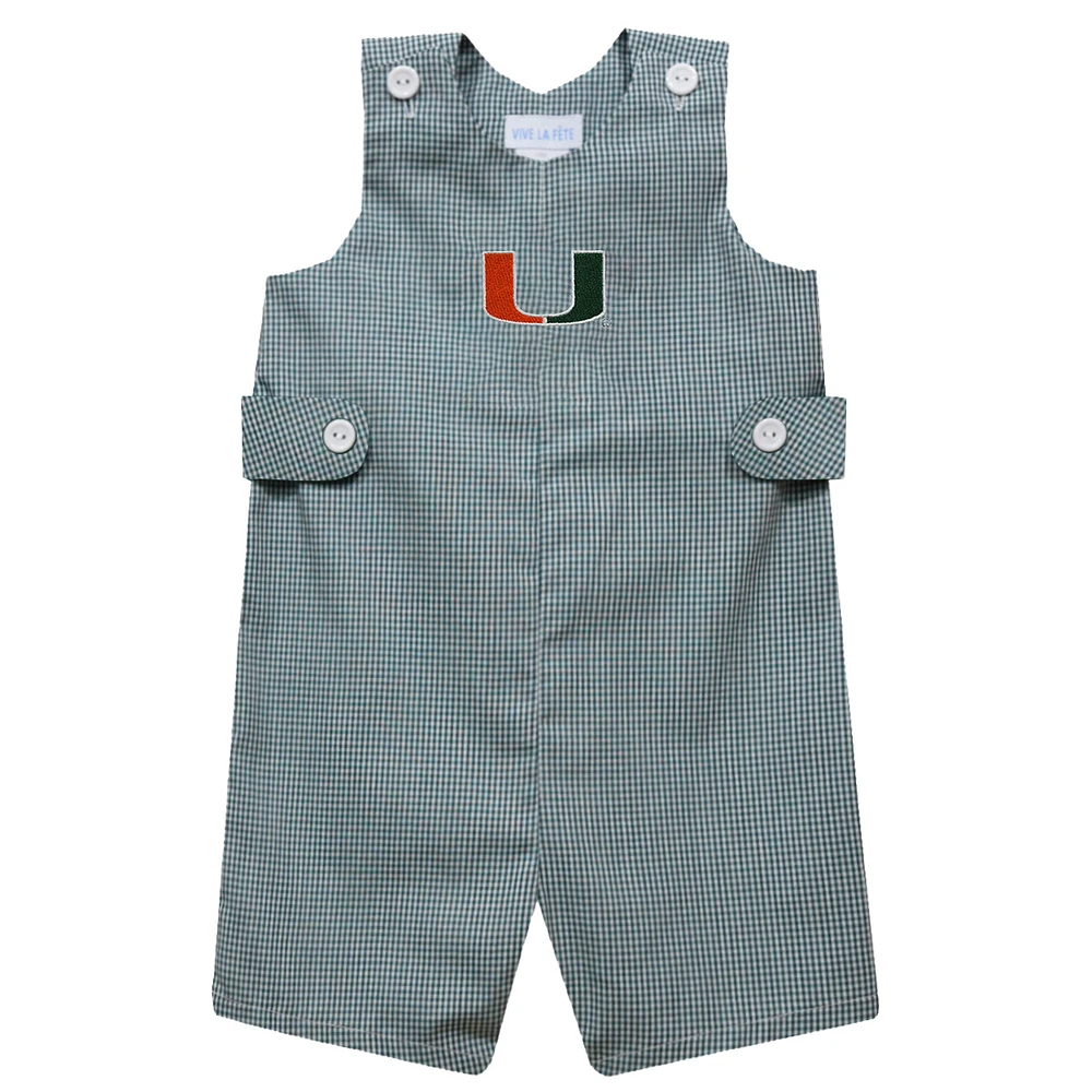 Toddler Vive La Fete Green Miami Hurricanes Gingham Jon Romper